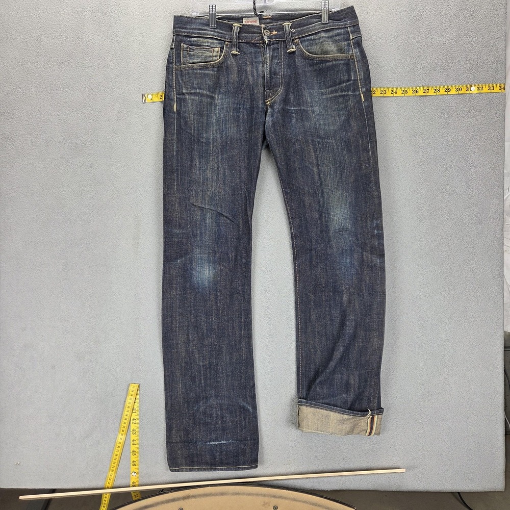 Edwin Jeans Mens 31x32 Blue Selvedge ED-47 Button Fly Honeycomb Japanese Denim